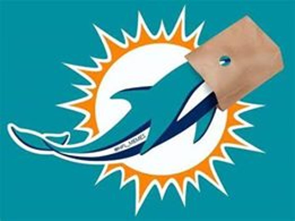 Even the Dolphins helmet logo has been fitted for a paper bag.