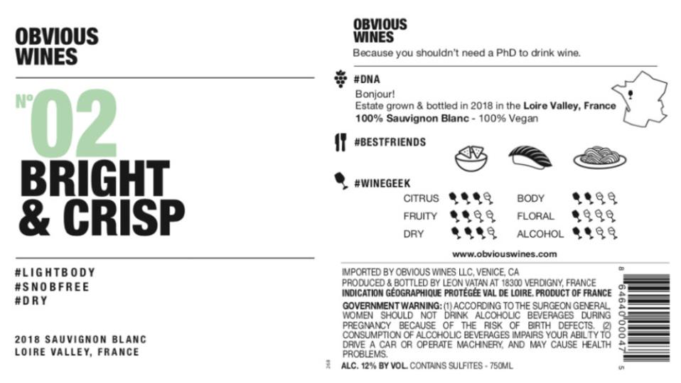 Les étiquettes de vins évidents