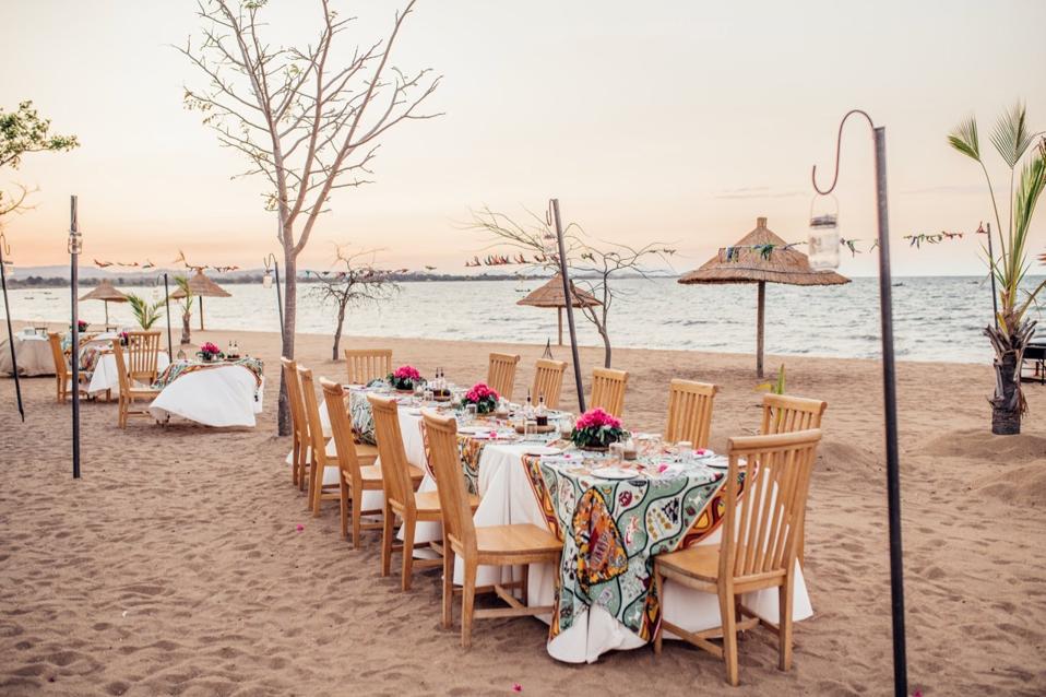 Lake Malawi - A dinner set up on the banks of Lake Malawi