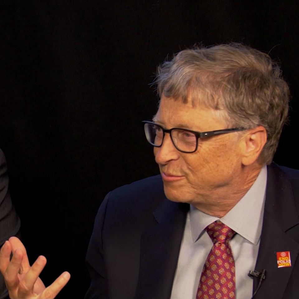 Headshot of Bill Gates wearing an End Polio Now pin