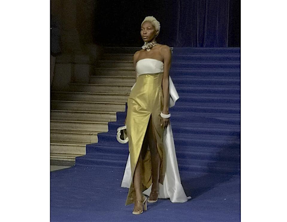 One of the glamorous looks from MrHuaMrshua shown at Paris Fashion Week, September 2019