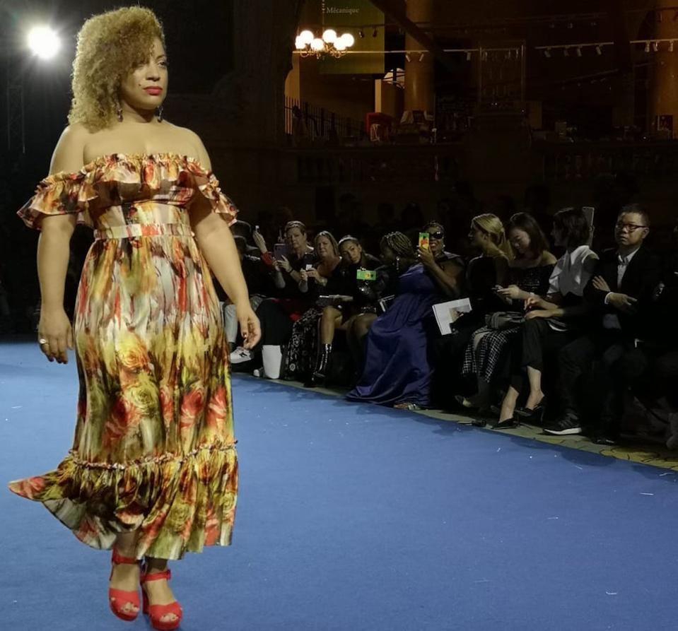 Two looks shown at Paris Fashion Week, from Devotion Designs, a new brand for curvy women