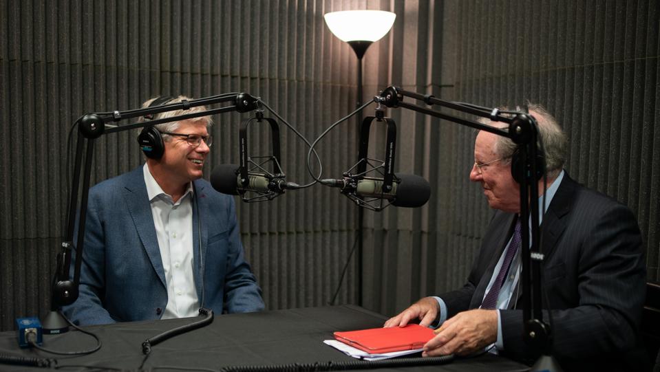 Steve Mollenkopf of Qualcomm with Steve Forbes recording the podcast ″What's Ahead″