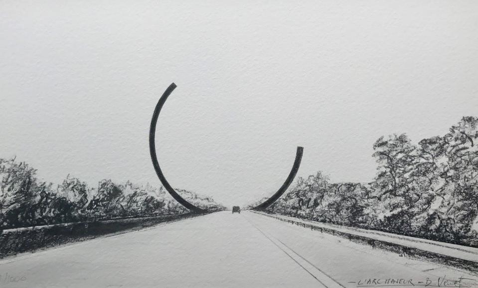 Bernar Venet's sketch of Arc Majeur