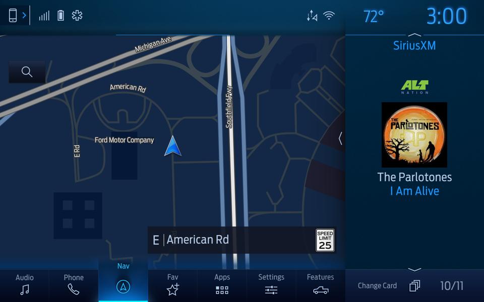 User interface for 12-inch version of Ford's SYNC 4 infotainment system