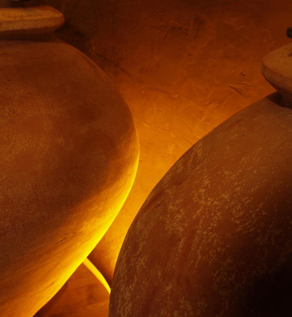 Clay amphora aging wine at Maison Henri Giraud in Champagne