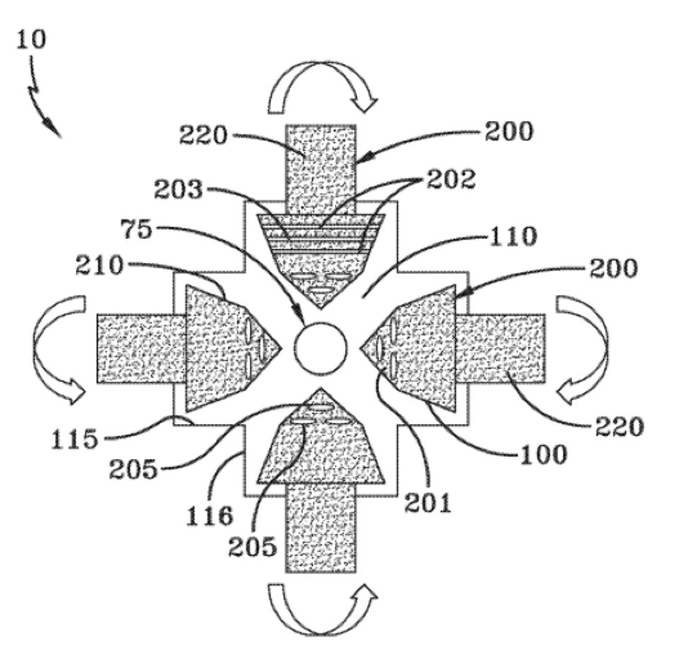 Official patent of Salvatore Pais’ design showing conical dynamic fusors around vacuum core 