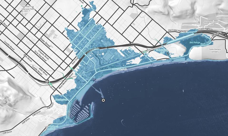 Santa Barbara with blue shaded flooding