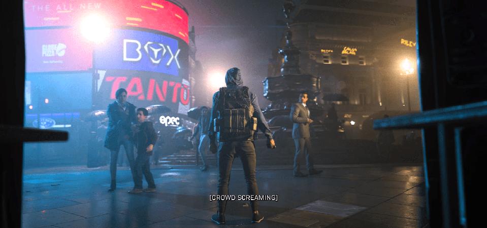 Crowd screaming in Piccadilly in Modern Warfare