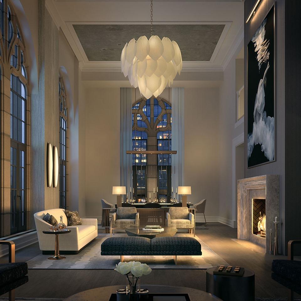 Tribune Tower Residences living room