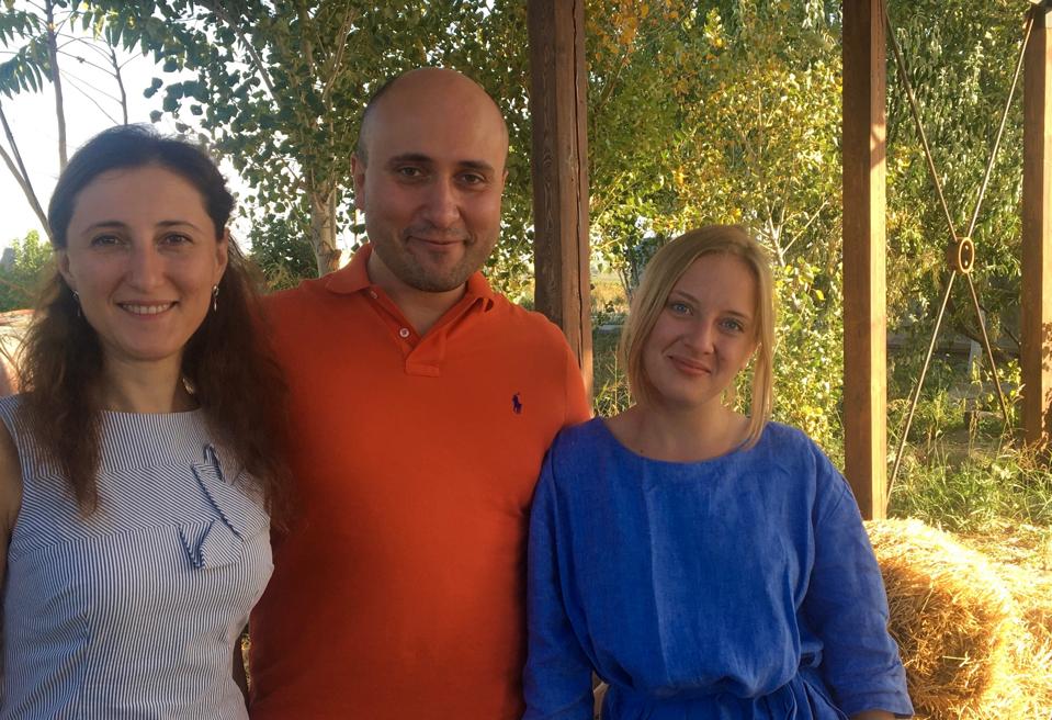 From left: Alina and Ararat Mkrtvhyan and assistant Polly Chernyshova of Voskeni Wines