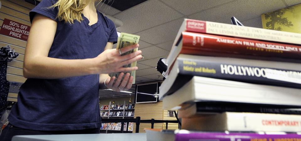Student making a transaction at the campus store.