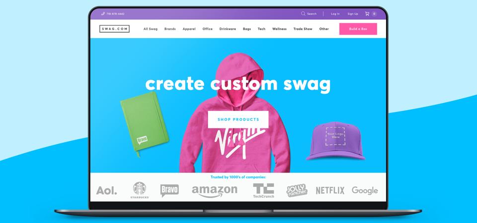 Một minh họa cho thấy một ảnh chụp màn hình của trang web Swag.com.