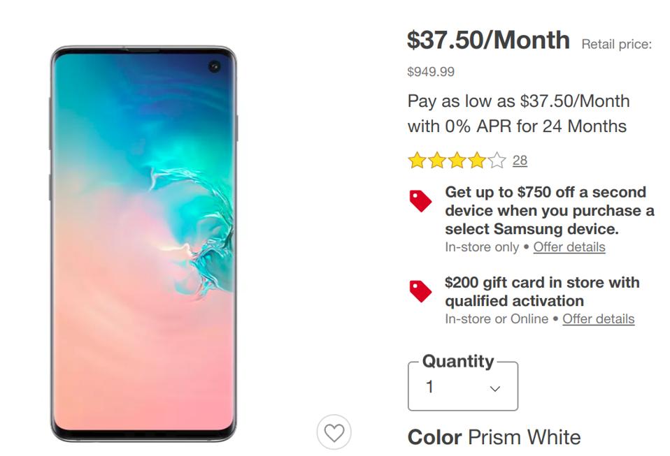 Walmart Samsung Galaxy S10 Black Friday sales