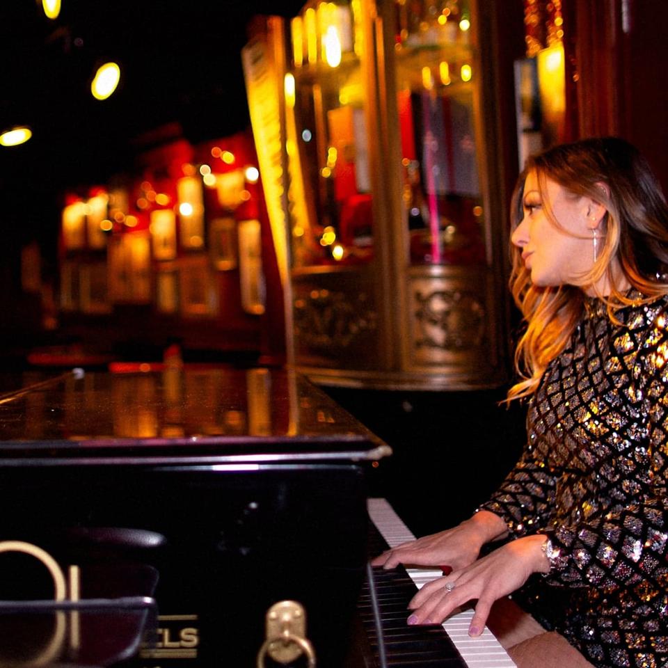 Sarah Angel at the piano
