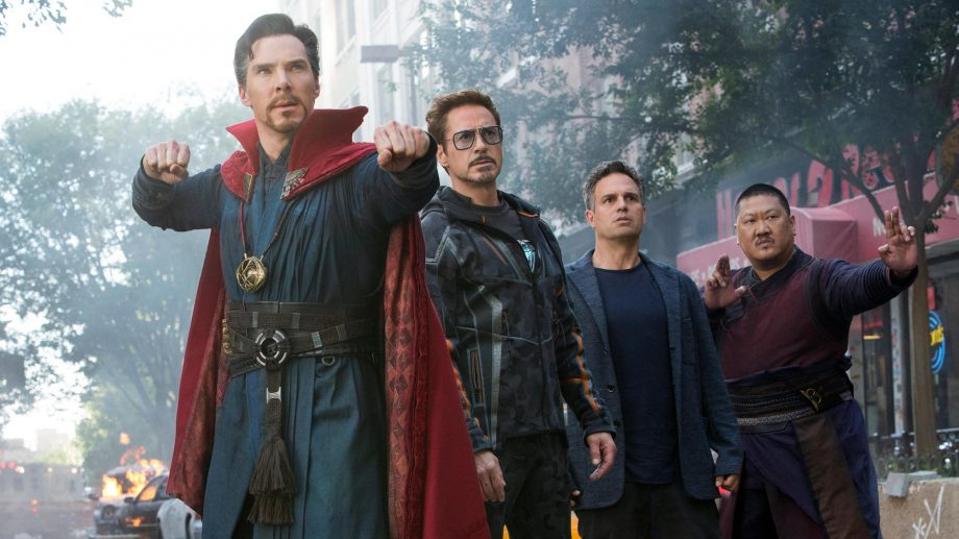 Benedict Cumberbatch, Robert Downey Jr, Mark Ruffalo and Benedict Wong in 'Avengers Infinity War'