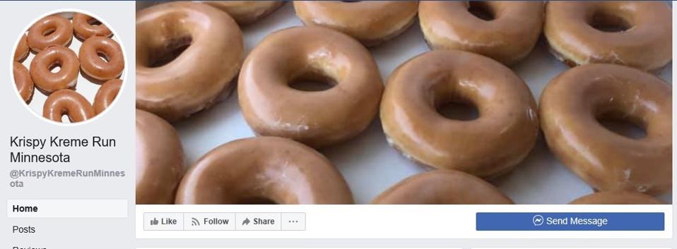 Facebook stran Krispy Kreme Run Minnesota