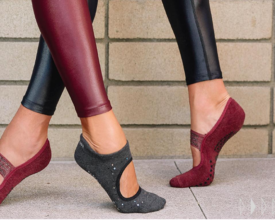 Embellished grip socks for barre, pilates and yoga by Tavi Noir
