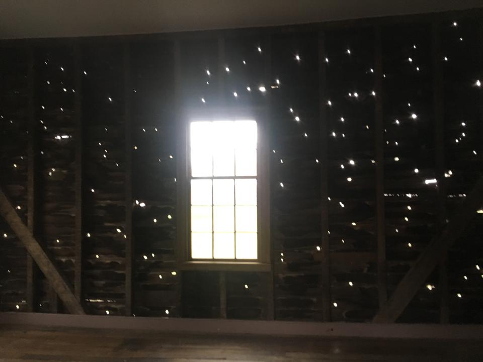 The smokehouse at the Carter House is riddled with bullet holes.