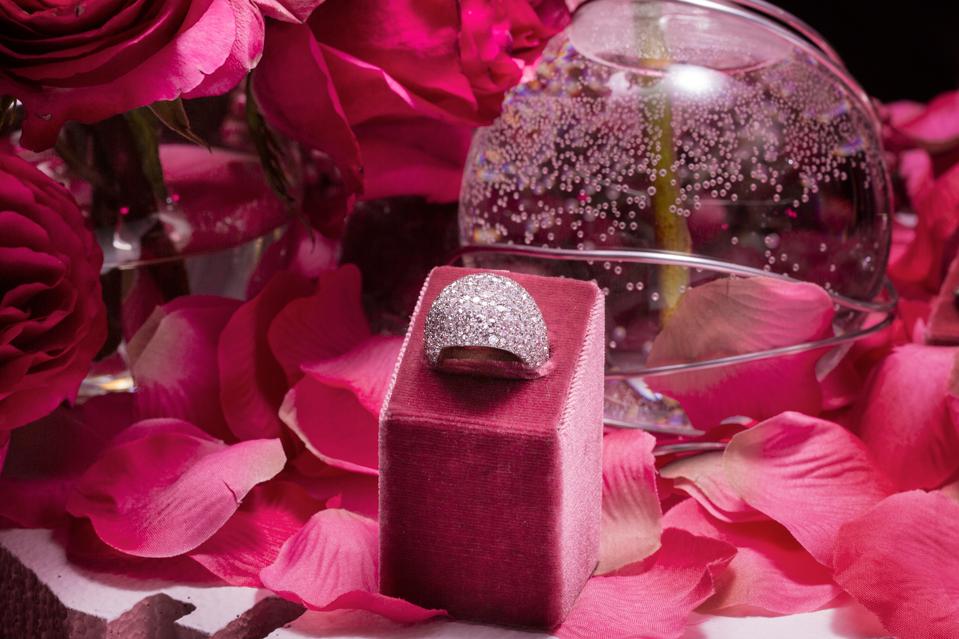 Pavé diamond cocktail ring appeals to ultra-high net worth individual jewelry collectors.