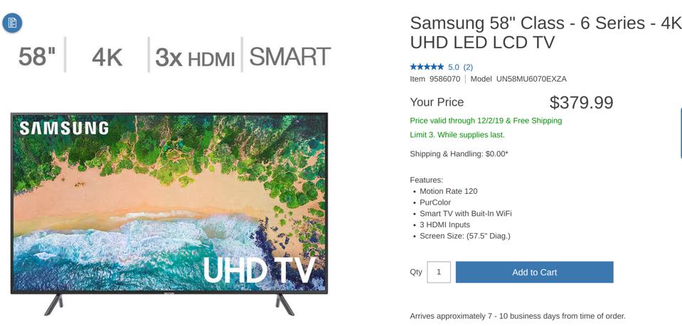 Costco Black Friday TV deals, Costco Black Friday TV sale,