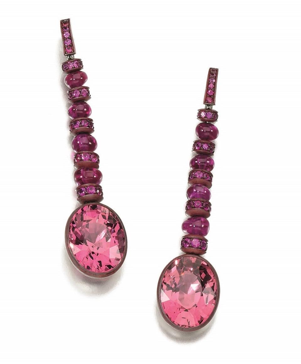 Spinel and pink sapphire earrings by Hemmerle