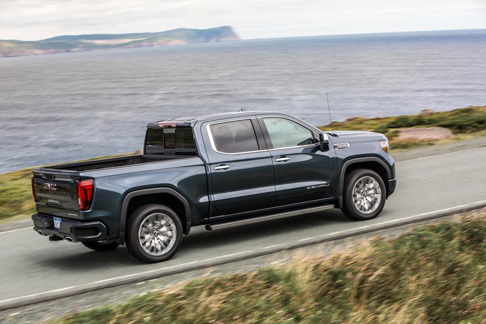Exterior of 2020 GMC Sierra Denali full-size pickup.