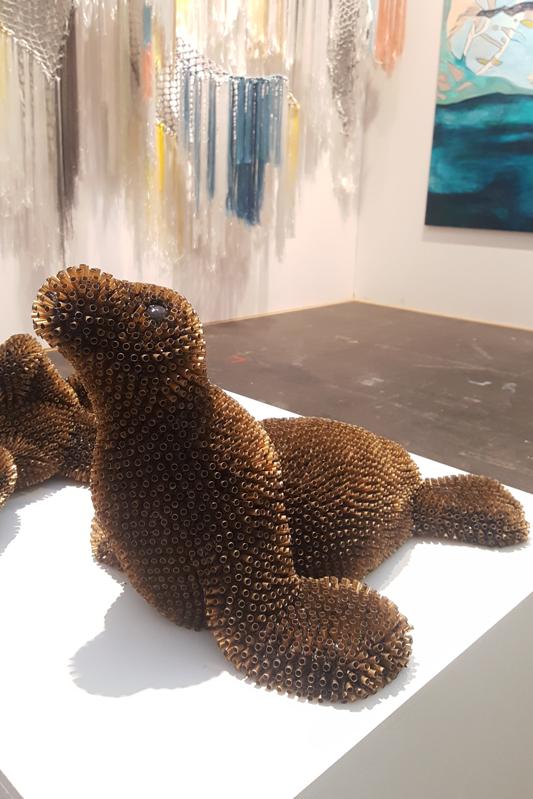 Seal sculptures at PAN Amsterdam art fair