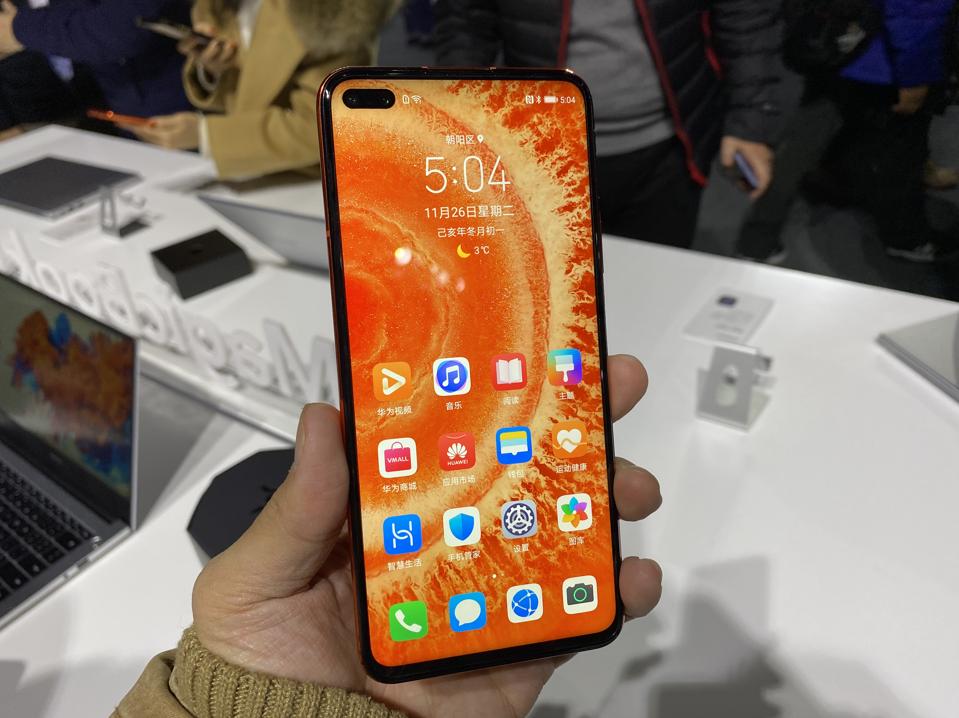 The Honor V30 has dual front-facing cameras in the corner of the screen.
