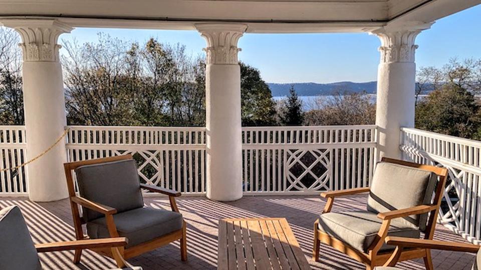 Patio view of the Hudson River from King Mansion