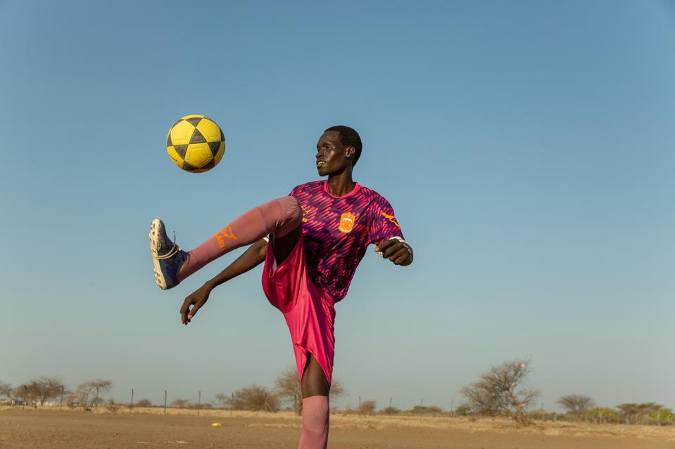 Photo of Kalobeyei resident in Kalobeyei Spirit away kit.