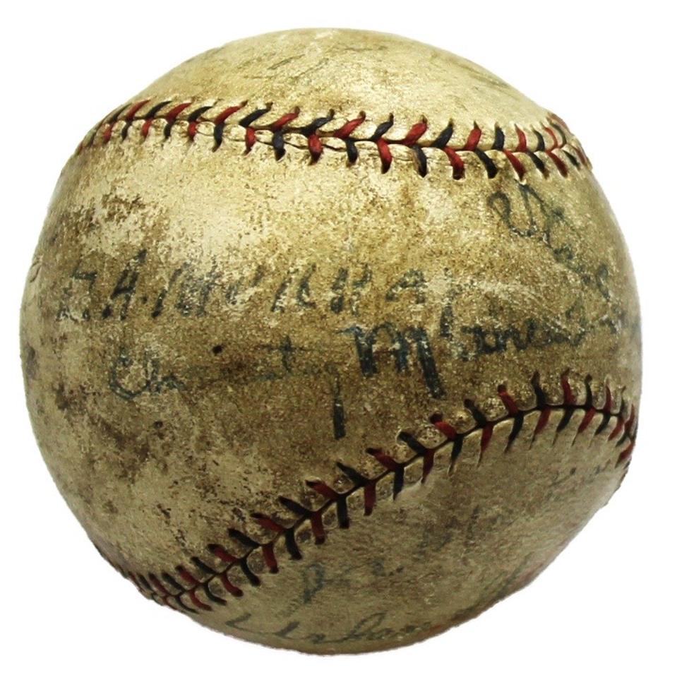 Mathewson died shortly after he signed this baseball.