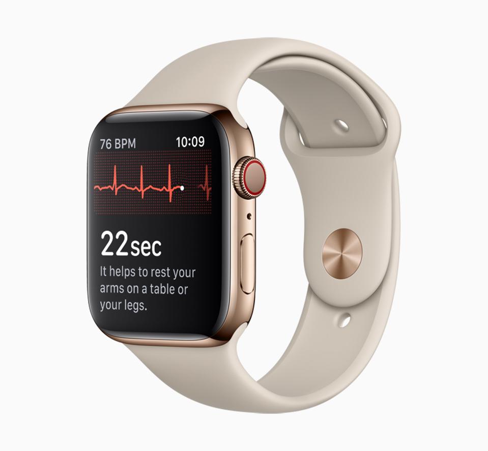 Taking an ECG measurement on Apple Watch Series 4 - a useful health monitoring feature.
