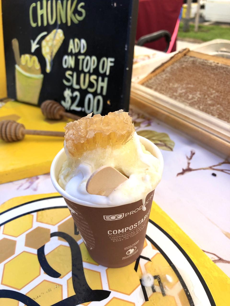 A Wicked Hi slush adorned with honeycomb fresh from the farm.