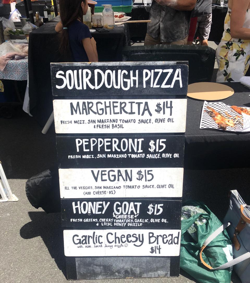 Wicked Hi Pizza farmers market menu at Kailua farmers market on Oʻahu