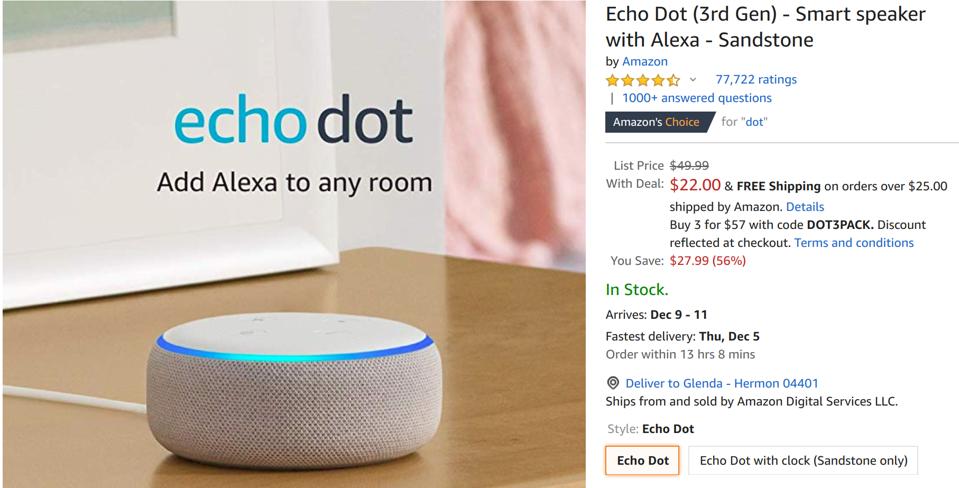 Cyber Monday Amazon Echo Dot deals, Cyber Monday best smart speaker deals,