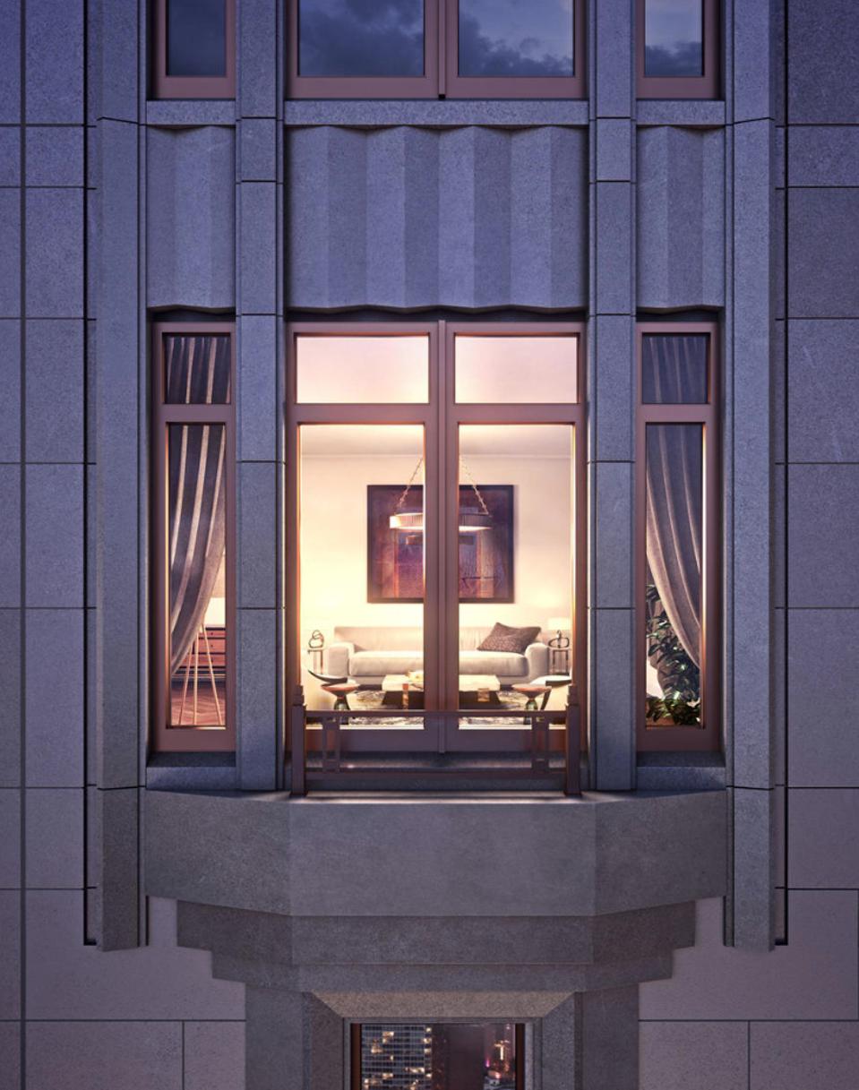 Detail of window exterior at One Bennett Park, designed by world-renowned Robert A.M. Stern Architects.