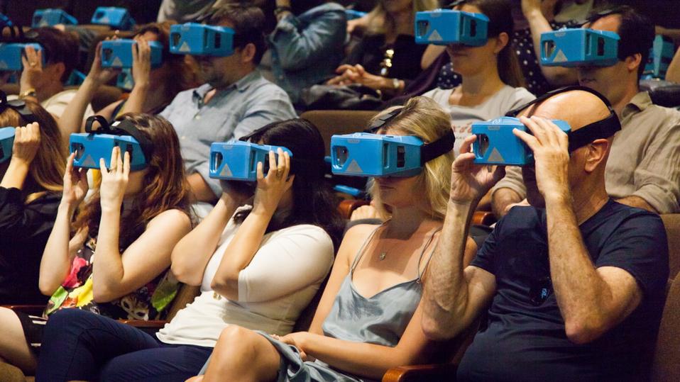 Audience wearing vr headsets