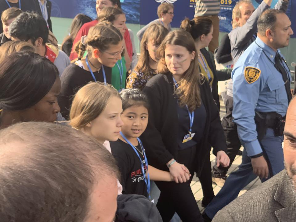 Greta Thunberg arrives at COP25 in Madrid.