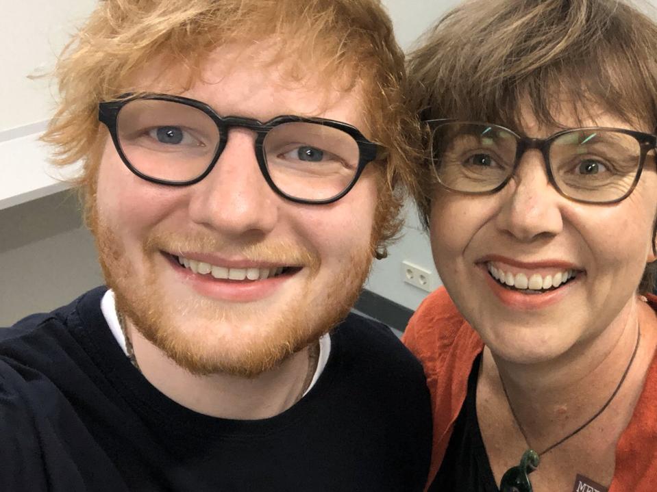 Claire Turnham and supporter Ed Sheeran