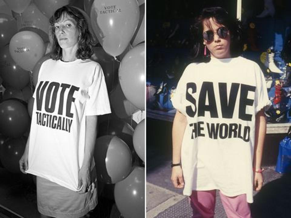 Katharine Hamnett, fashion activist and the original inventor of the slogan protest tee.