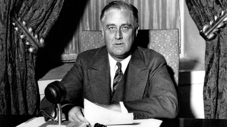 FDR giving his first fireside chat