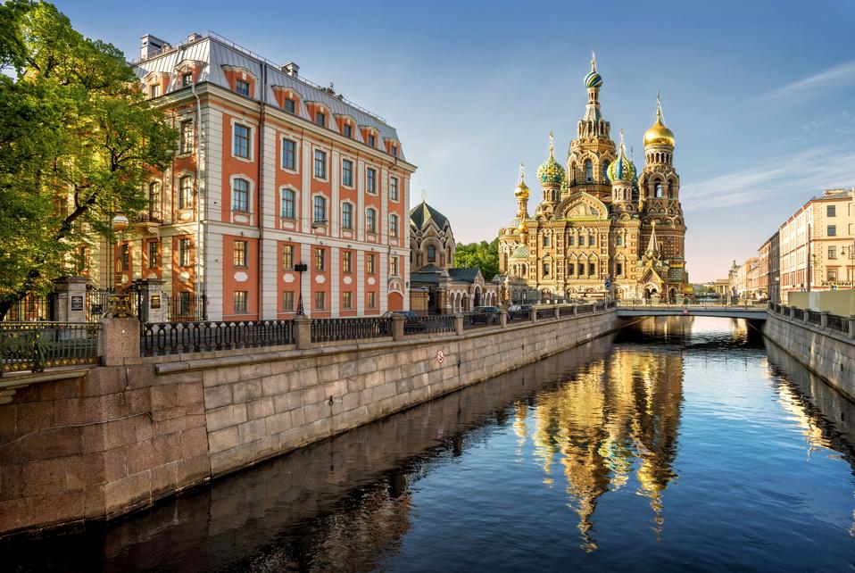 The Cathedral of Our Savior on Spilled Blood with reflection