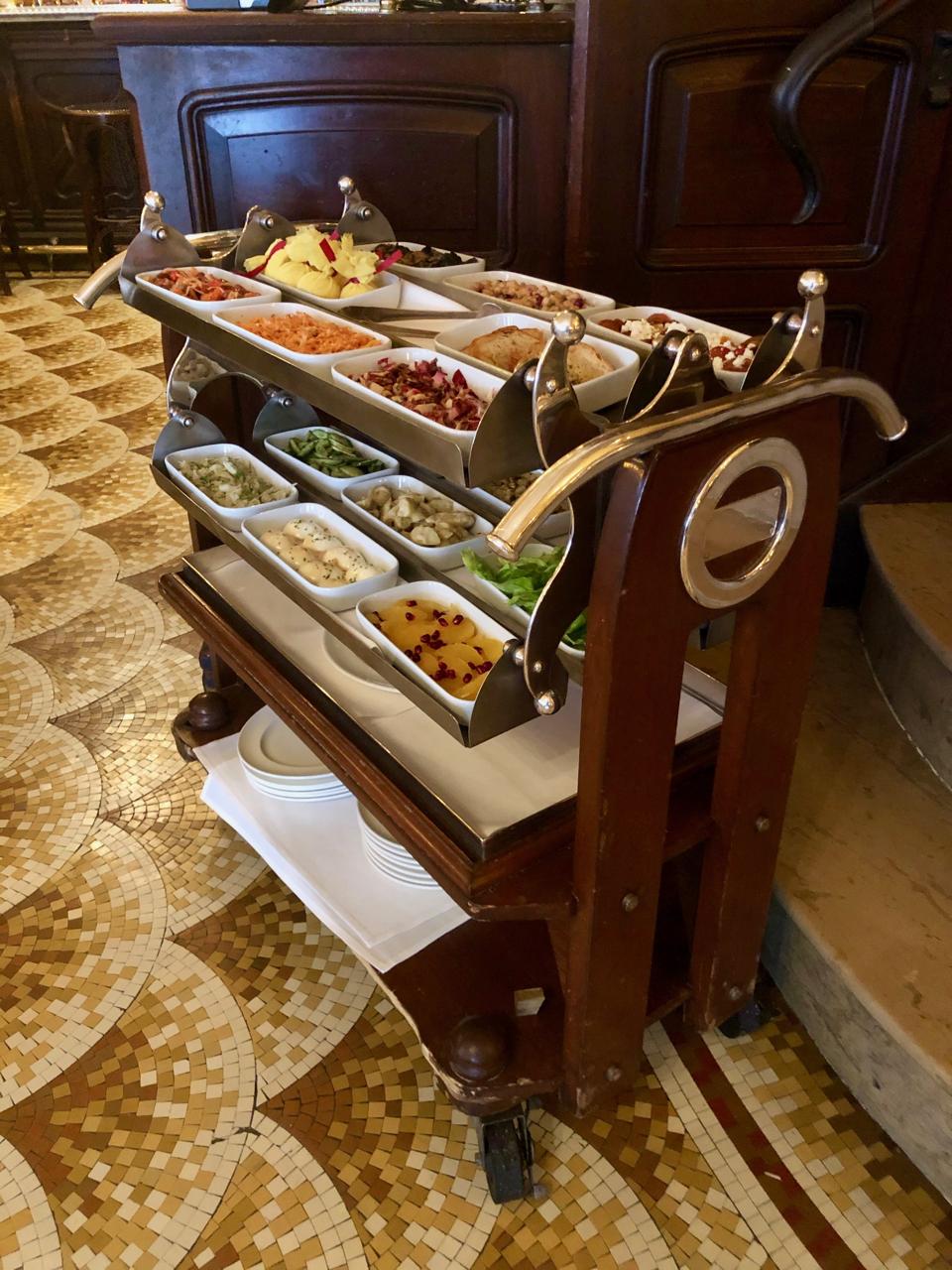 Only available at lunch on weekdays, the appetizer trolley is a hit at Orsay in New York.