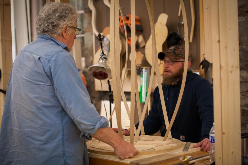 Naselroad and Haney discuss guitar making.