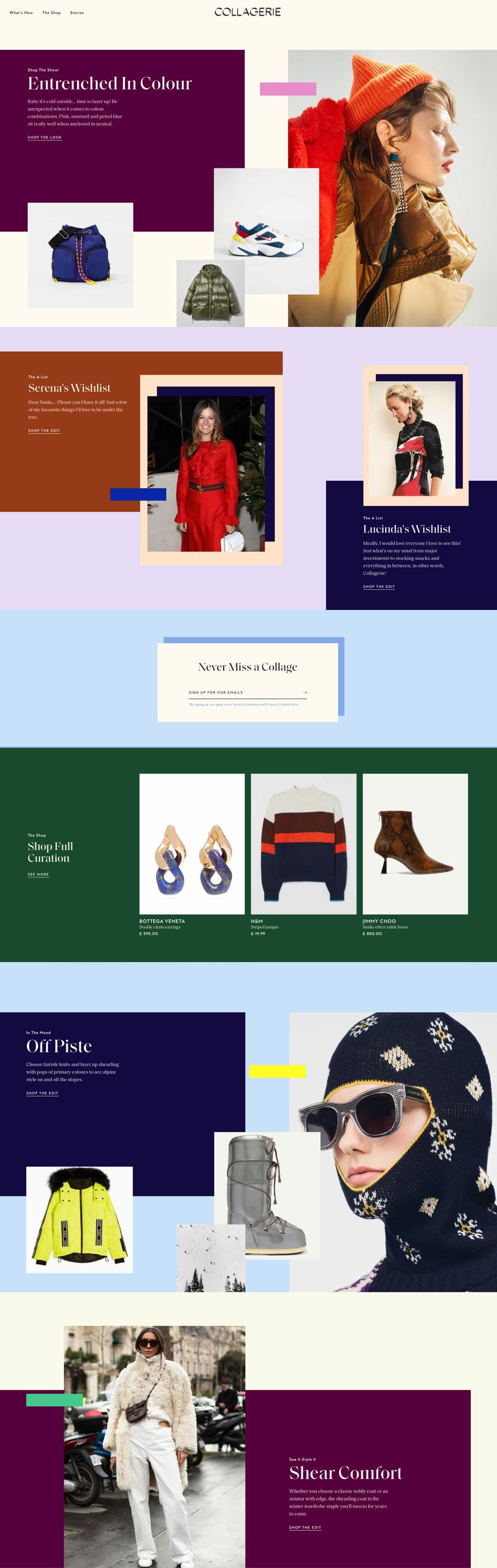 A mock-up of the Collagerie homepage