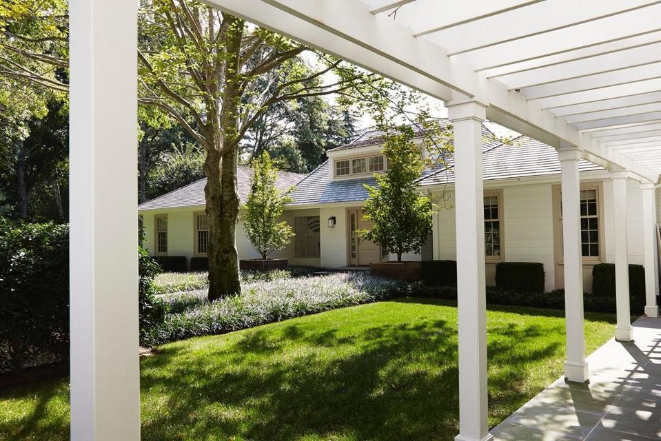 The white exterior of a home.