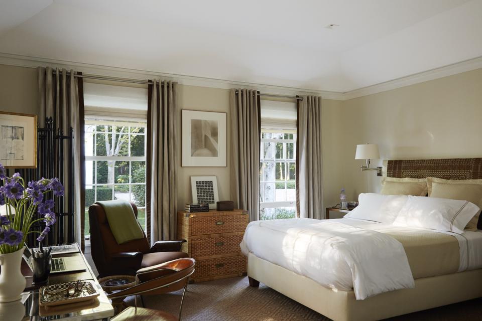 A master bedroom in the Hamptons.