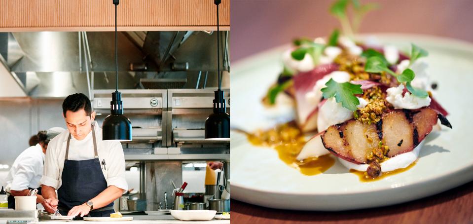 Crown Shy: Grilled pear salad, Meredith feta, pistachio