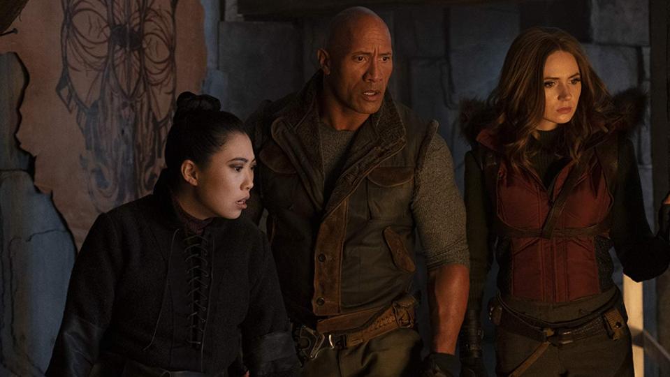 Dwayne Johnson, Karen Gillan and Awkwafina in 'Jumanji The Next Level'